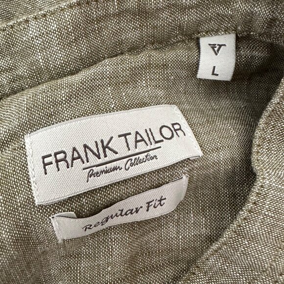 Frank Tailor Premium Collection Regular Fit Button Up Shirt Mandarin Neck Linen - Picture 7 of 9